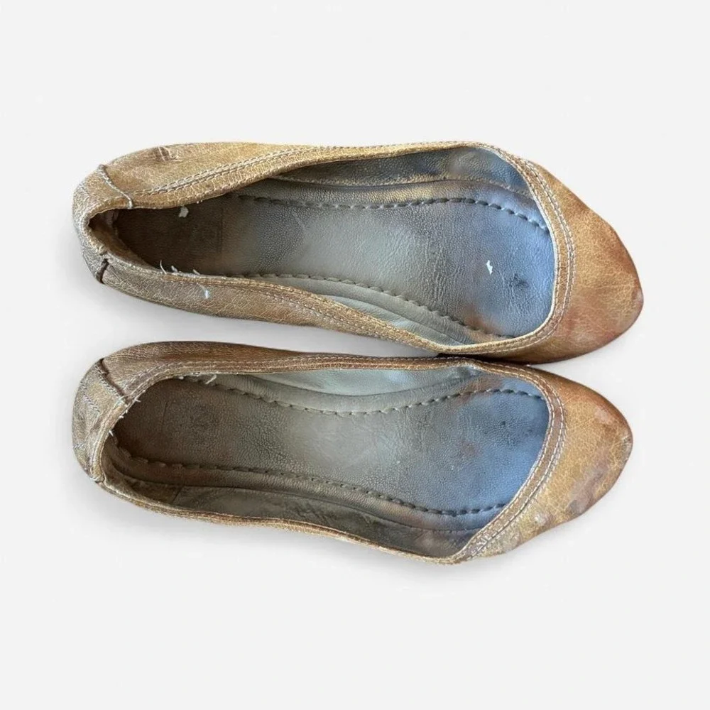 Frye Rounded Toe Tan Leather Patina Ballet Flats Sz 8  coquettegirl balletcore - Picture 4 of 8